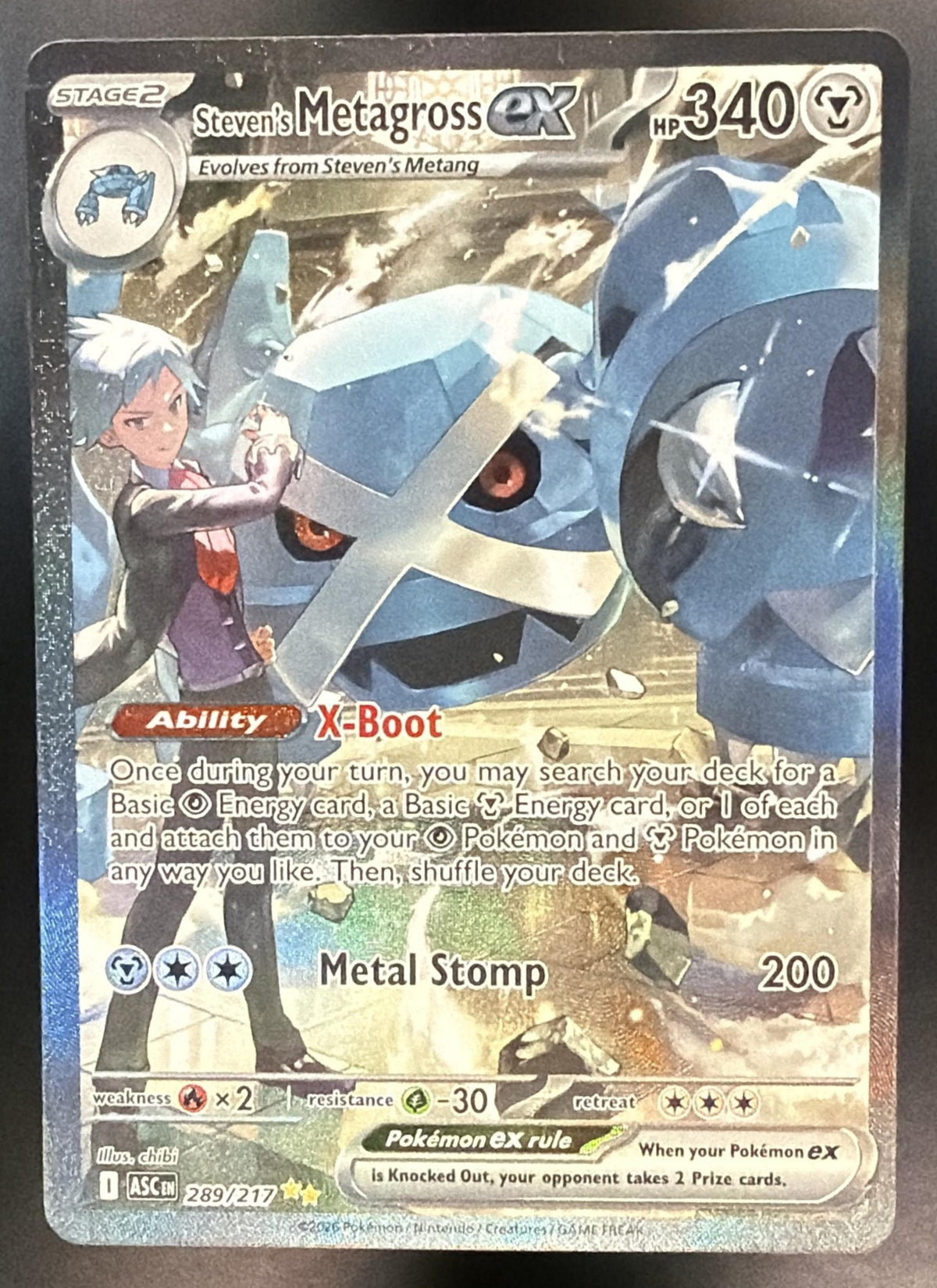 2026 Pokemon Ascended Heroes Steven's Metagross ex 289/217 NM