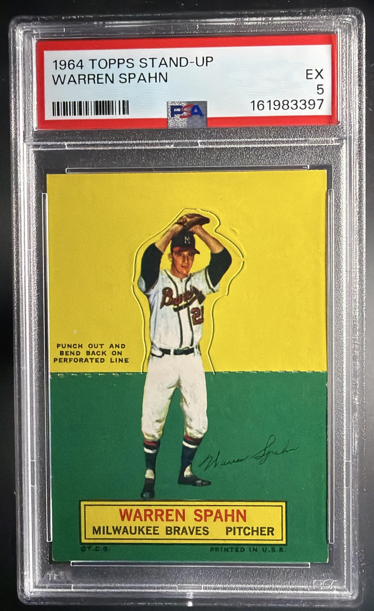 1952 Topps Warren Spahn Stand-Up #33 PSA 5