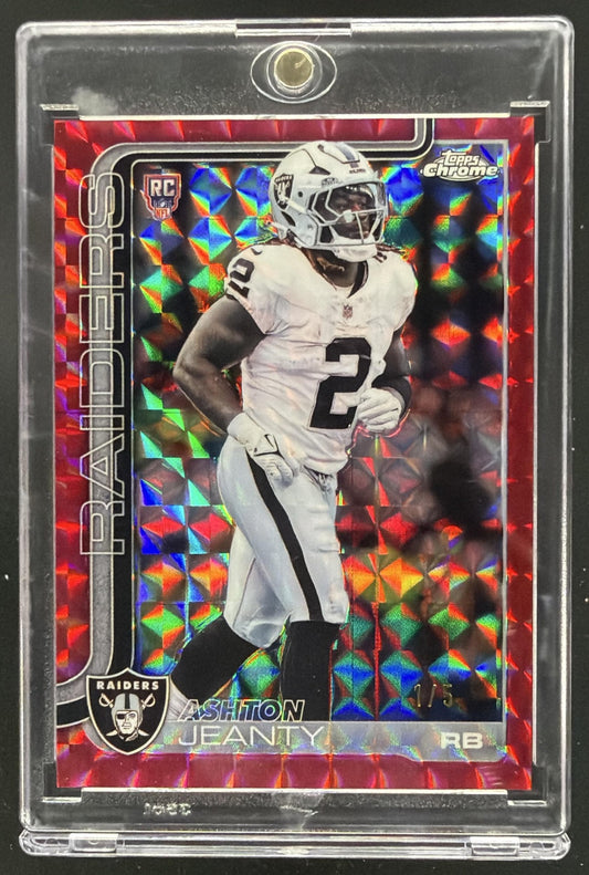 2025 Topps Chrome Ashton Jeanty #322 Red Geometric Refractor 1/5 RC
