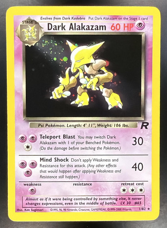 2000 Pokemon Team Rocket Dark Alakazam Unlimited Holo 1/82 LP
