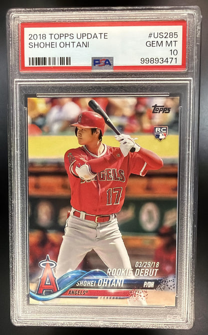 2018 Topps Update Shohei Ohtani #US285 RC PSA 10 Hitting