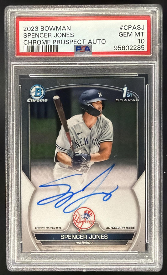 2023 Bowman Spencer Jones #CPA-SJ Chrome Auto 1st Prospect PSA 10