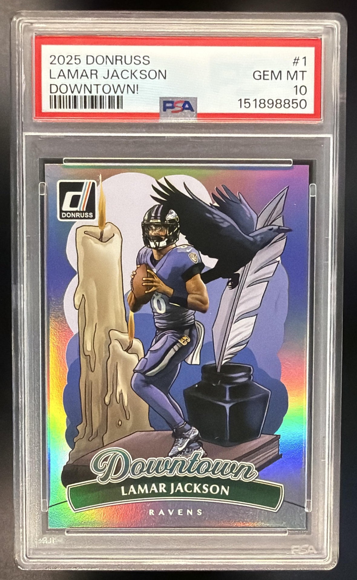 2025 Panini Donruss Lamar Jackson #1 Downtown PSA 10
