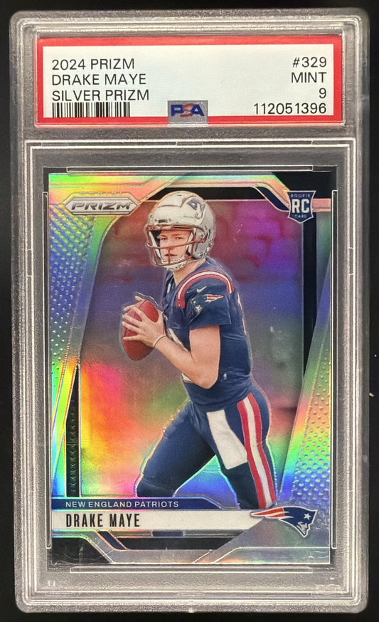 2024 Panini Prizm Drake Maye #329 Silver RC PSA 9