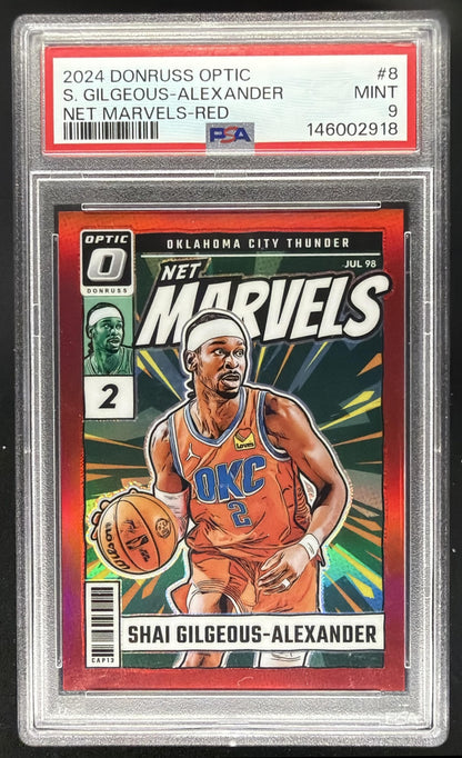 2024 Panini Donruss Optic Shai Gilgeous-Alexander #8 Net Marvels Red /99 PSA 9