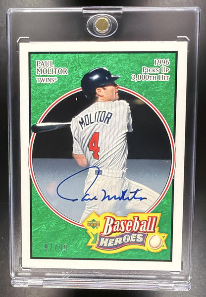 2005 Upper Deck Baseball Heroes Paul Molitor #52 Signature Emerald 97/99 Auto