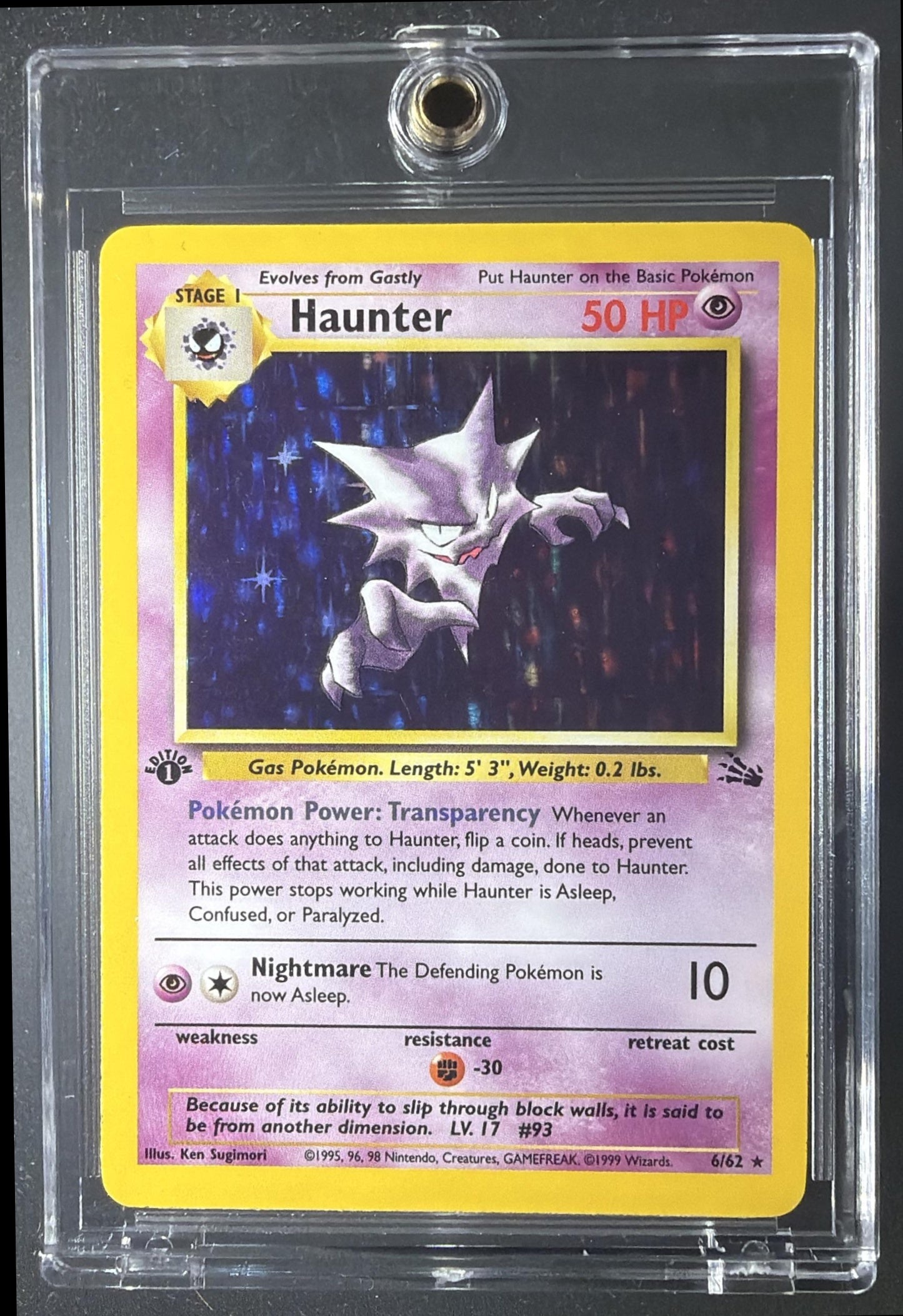 1999 Pokemon Fossil Haunter #6/62 Holo 1st Edition