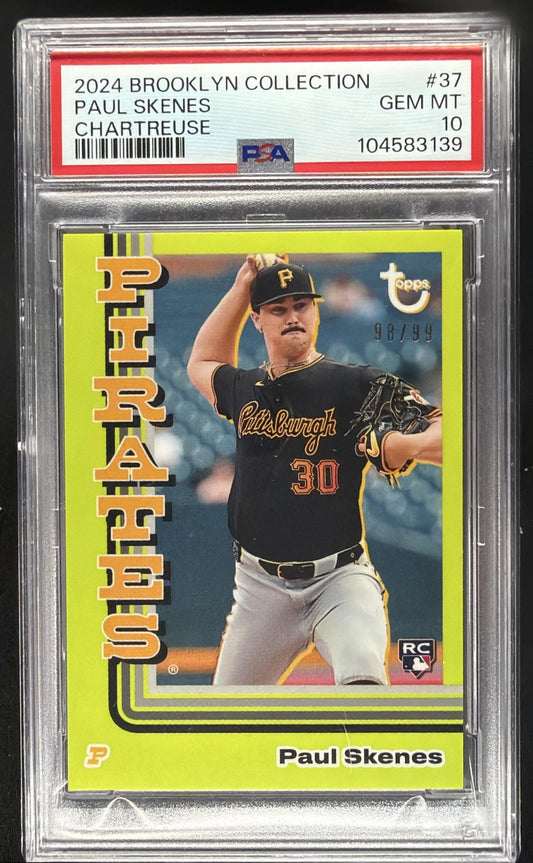 2024 Topps Brooklyn Collection Paul Skenes #37 Chartreuse 98/99 RC PSA 10