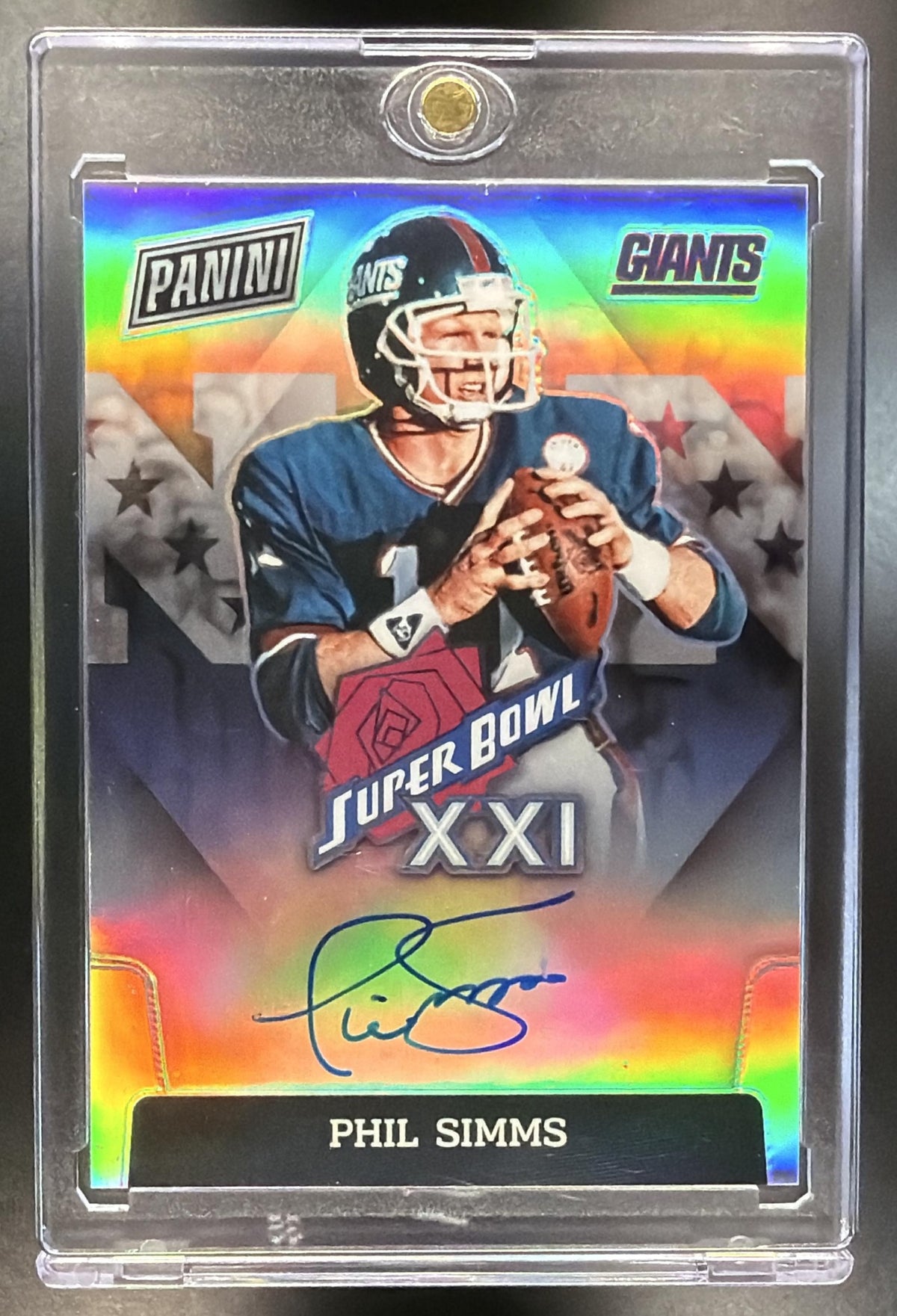 2023 Panini Donruss Phil Simms #SBXXI-PS Super Bowl Signatures Prizm Auto