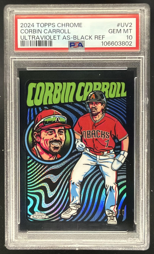 2024 Topps Chrome Corbin Carroll #UV-2 Ultraviolet All Stars Black Refractor /10 PSA 10