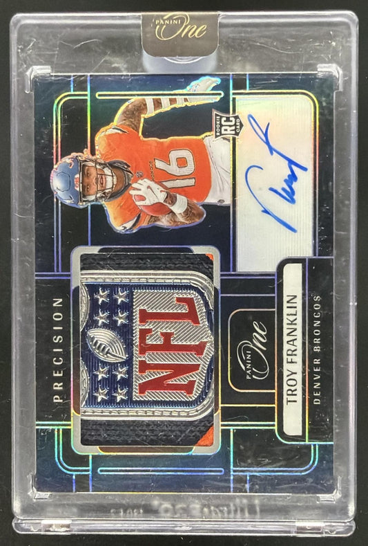 2024 Panini One Troy Franklin #312 Precision Rookie Patch Auto Shield 1/1