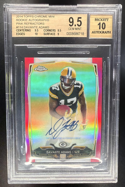 2014 Topps Chrome Davante Adams #114 Rookie Auto Pink Refractor 51/75 RC BGS 9.5
