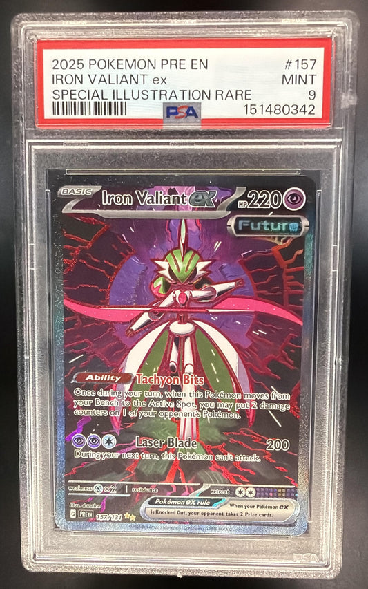 2025 Pokemon Prismatic Evolutions Iron Valiant ex 157/131 PSA 9
