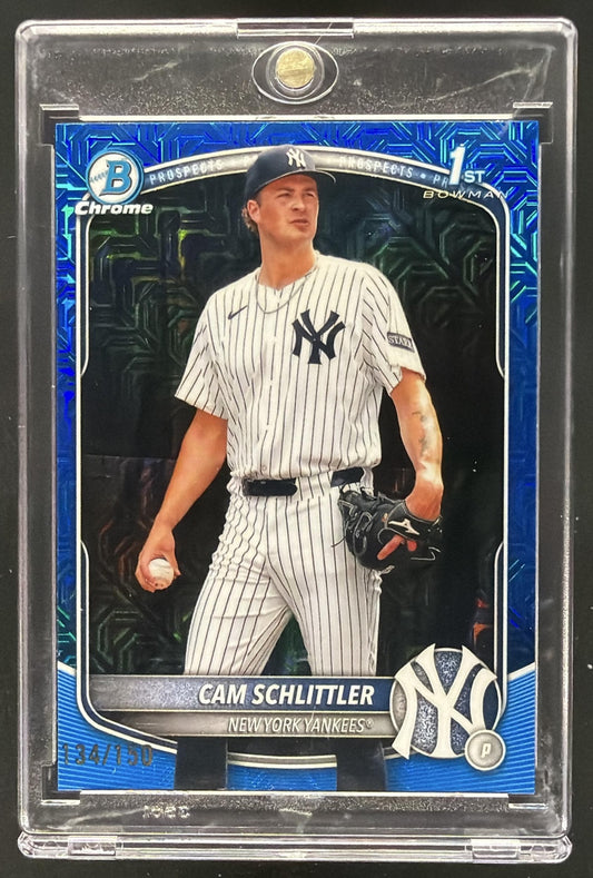 2025 Bowman Chrome Cam Schlittler #BCP-166 Blue Geometric Refractor /150 1st