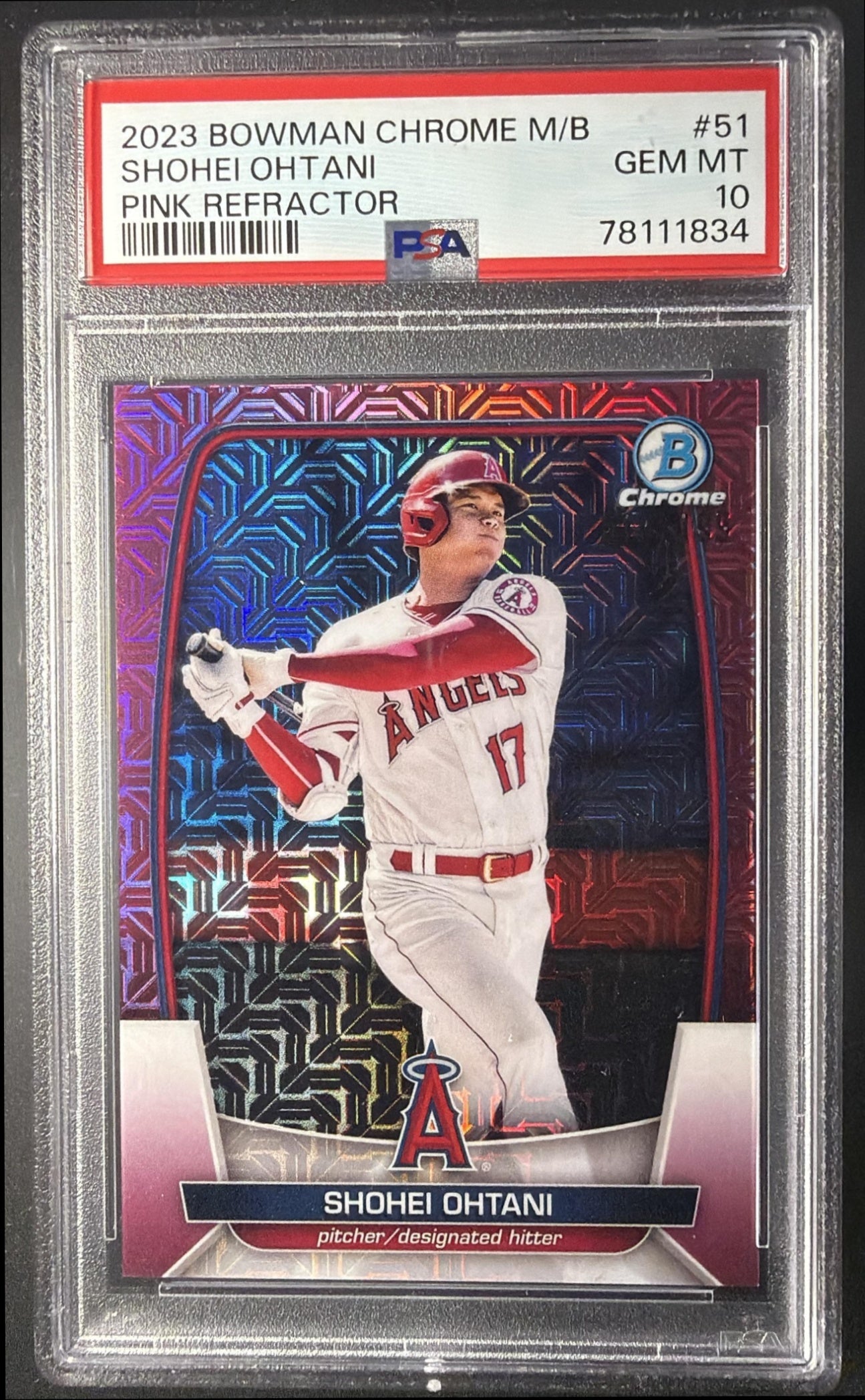 2023 Bowman Mega Box Shohei Ohtani #51 Pink Mojo Refractor /199 PSA 10