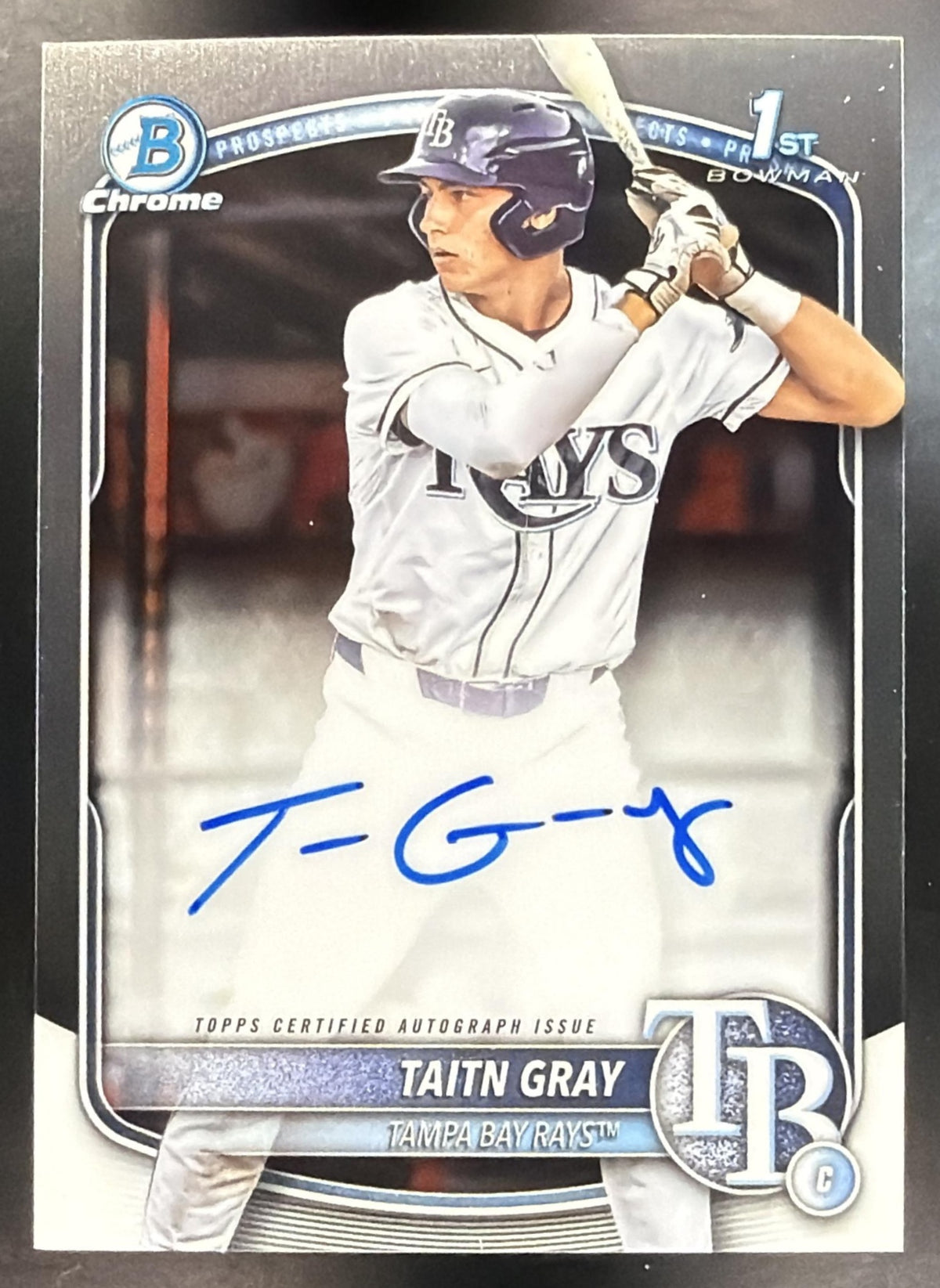 2025 Bowman Draft Taitn Gray #CPA-TG Chrome Auto 1st Prospect Rays