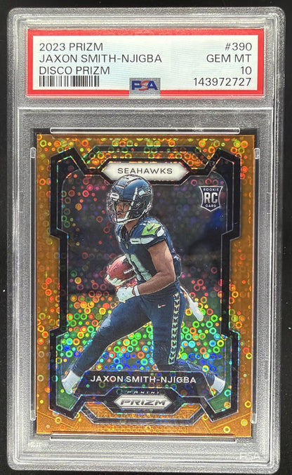 2023 Prizm Jaxon Smith-Njigba Rookie Orange Disco PSA 10