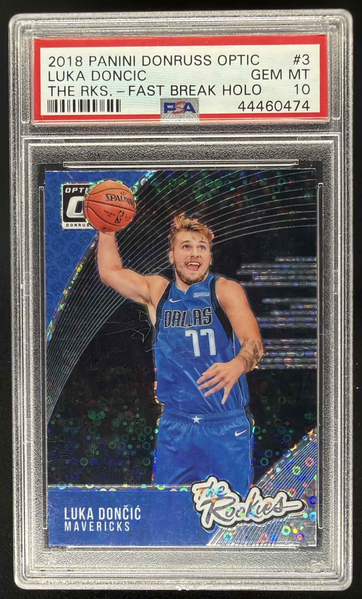 2018 Panini Donruss Optic Luka Doncic #3 The Rookies Fast Break Holo RC PSA 10