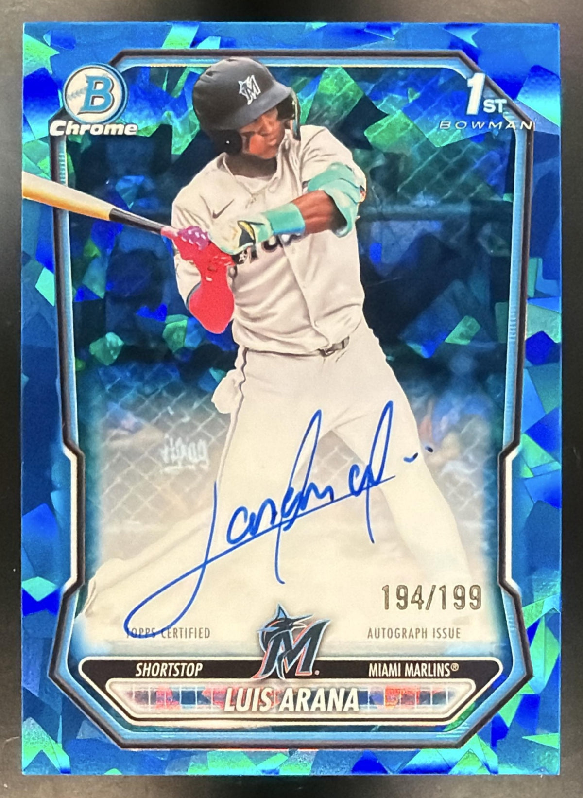 2026 Bowman Sapphire Luis Arana #BSPA-LA Chrome Auto 194/199 1st Prospect Marlins