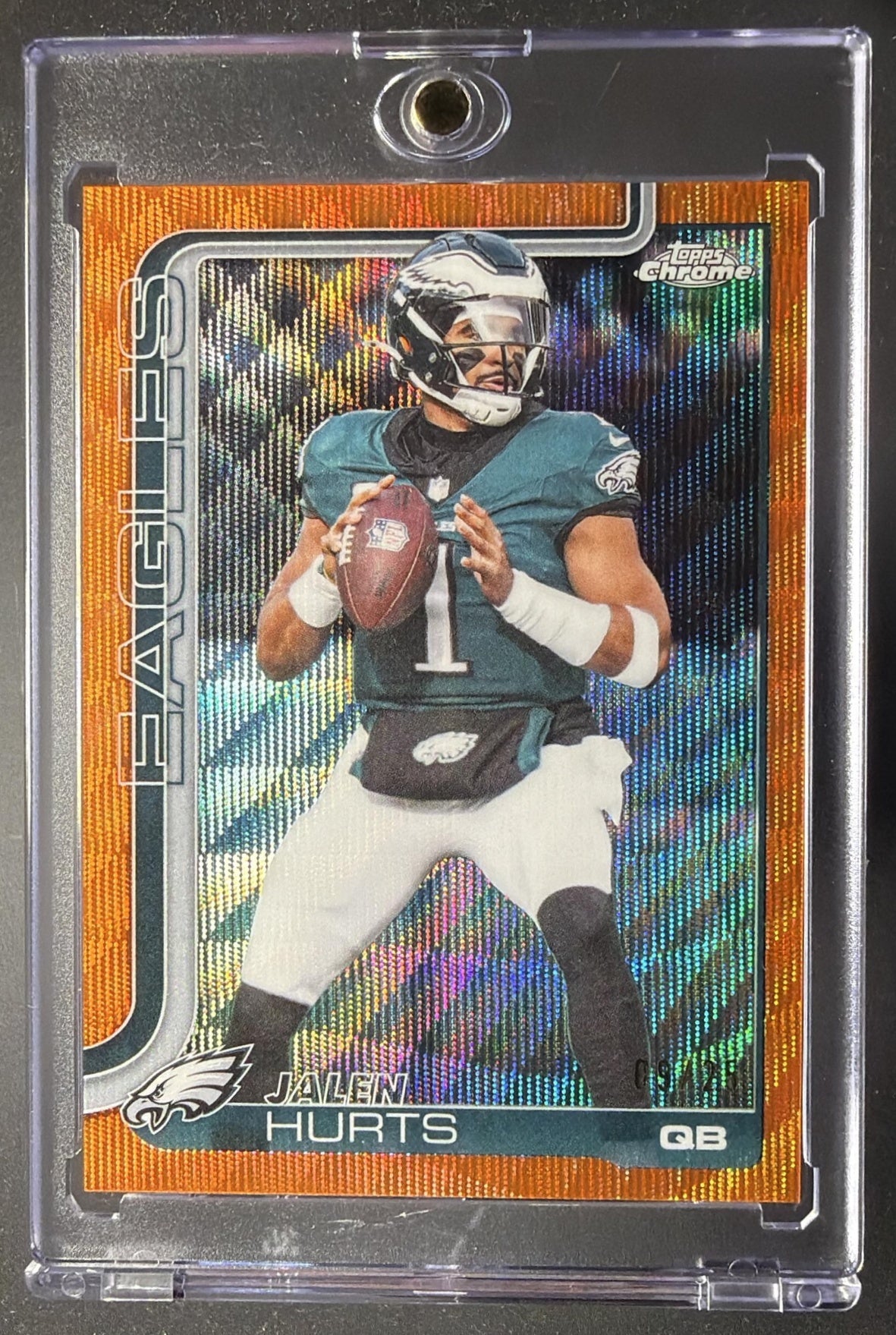 2025 Topps Chrome Jalen Hurts #247 Orange Wave /25 Refractor