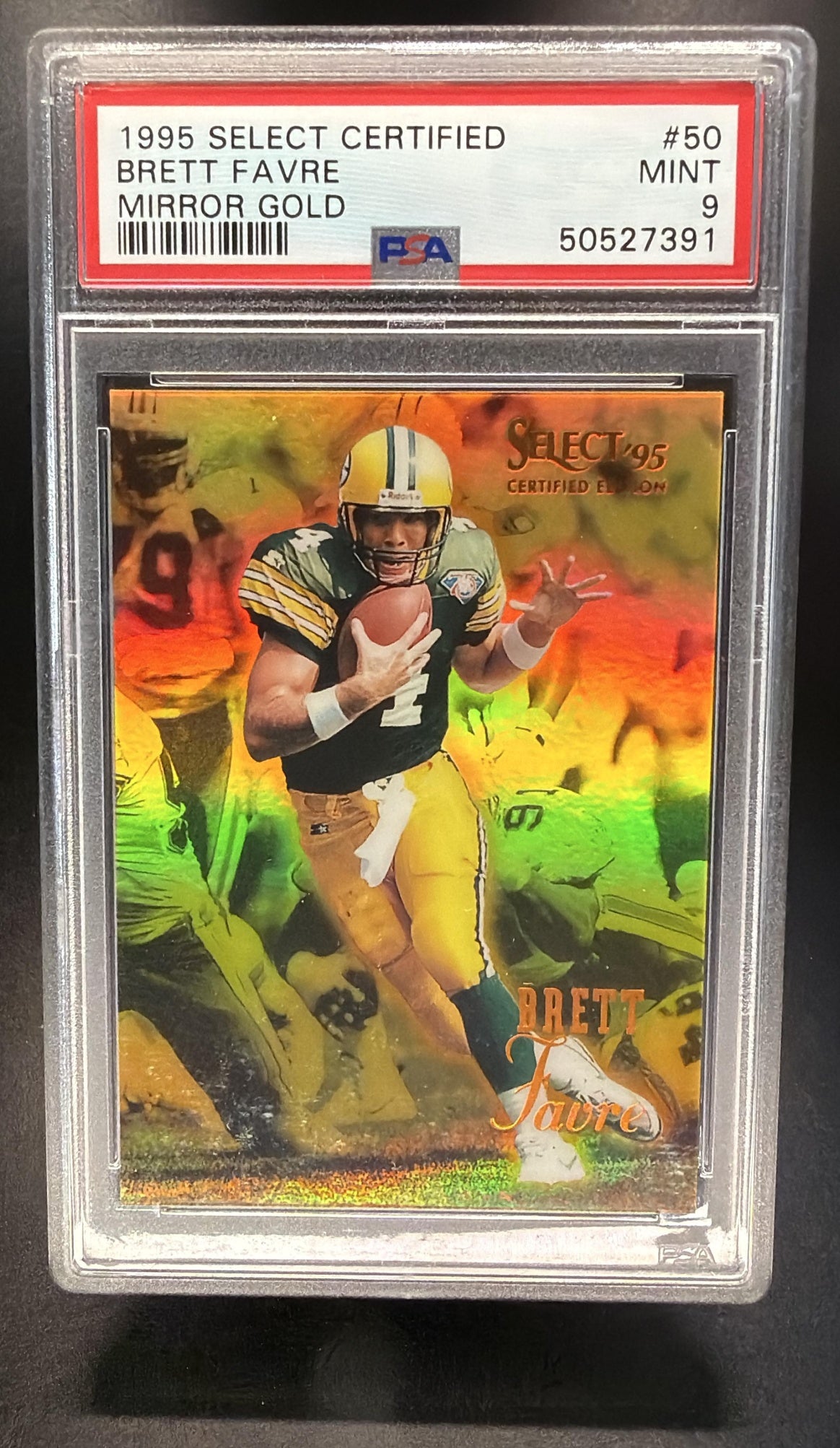 1995 Pinnacle Select Certified Brett Favre #50 Mirror Gold PSA 9
