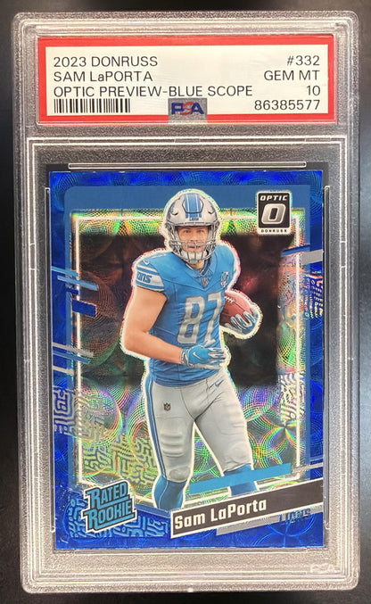 2023 Panini Donruss Sam LaPorta #322 Optic Preview Blue Scope RC