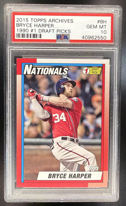 2015 Topps Achives Bryce Harper 1990 #1 Draft Picks PSA 10