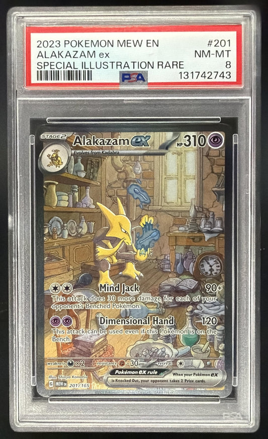 2023 Pokemon SV 151 Alakazam ex #201/165 Special Illustration Rare PSA 8