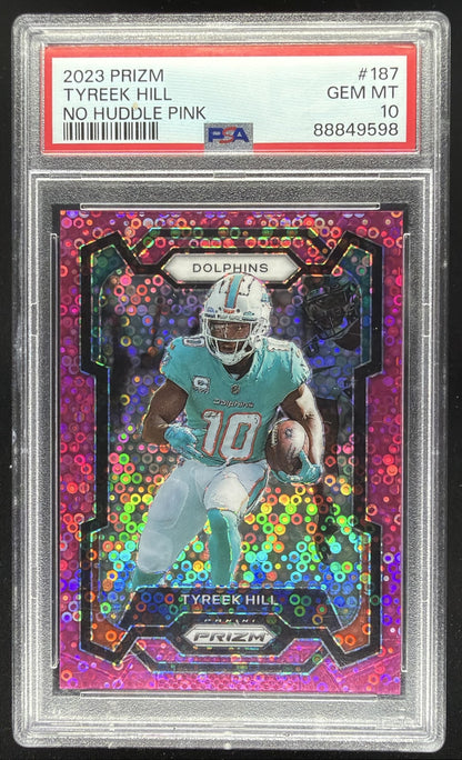 2023 Prizm Tyreek Hill Pink No Huddle Disco /15 PSA 10