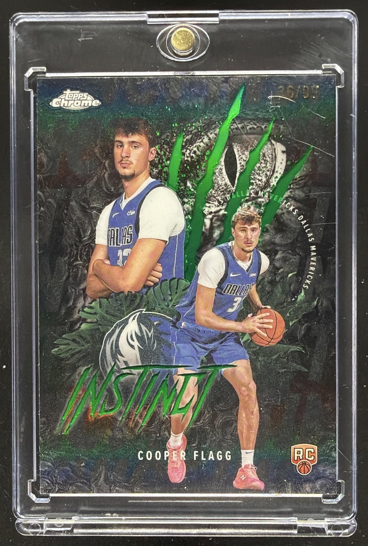 2025-26 Topps Chrome Cooper Flagg #INS-11 Instinct Green Refractor 2/99 RC