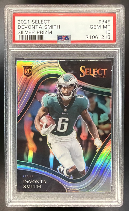 2021 Panini Select DeVonta Smith #349 Silver Prizm Field Level RC PSA 10 Eagles