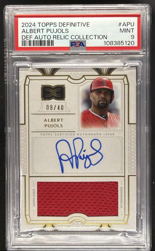 2024 Topps Definitive Collection Albert Pujols #DARC-APU Auto Relics 8/40 PSA 9
