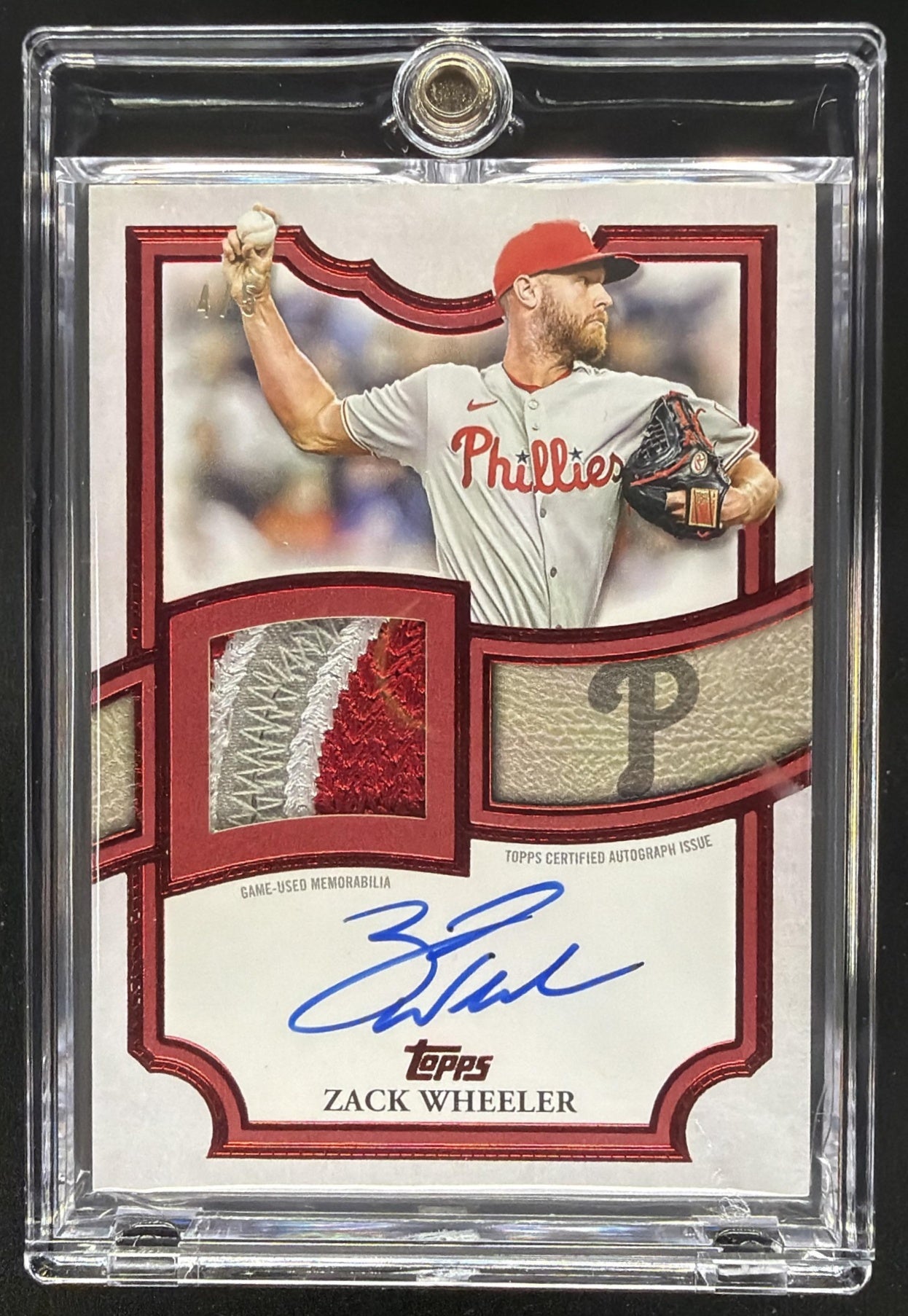 2026 Topps Series 2 Zack Wheeler #TFAP-ZW Auto Patch Red 4/5