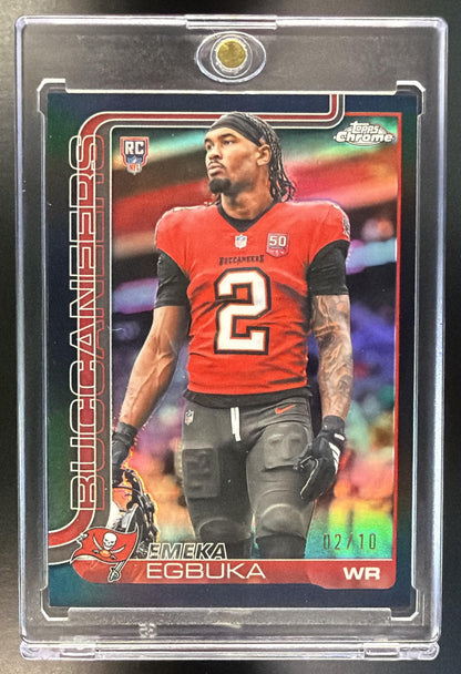 2025 Topps Chrome Emeka Egbuka #312 Black /10 JSY # Image Variation