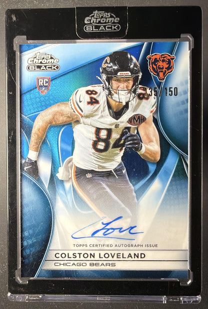 2025 Topps Chrome Black Colston Loveland #RAU-CL Rookie Auto Blue Refractor /150 RC