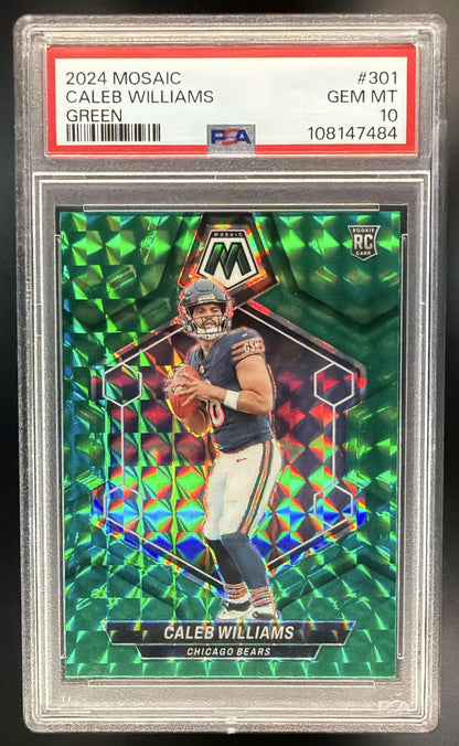 2024 Panini Mosaic Caleb Williams #301 Green Prizm RC PSA 10