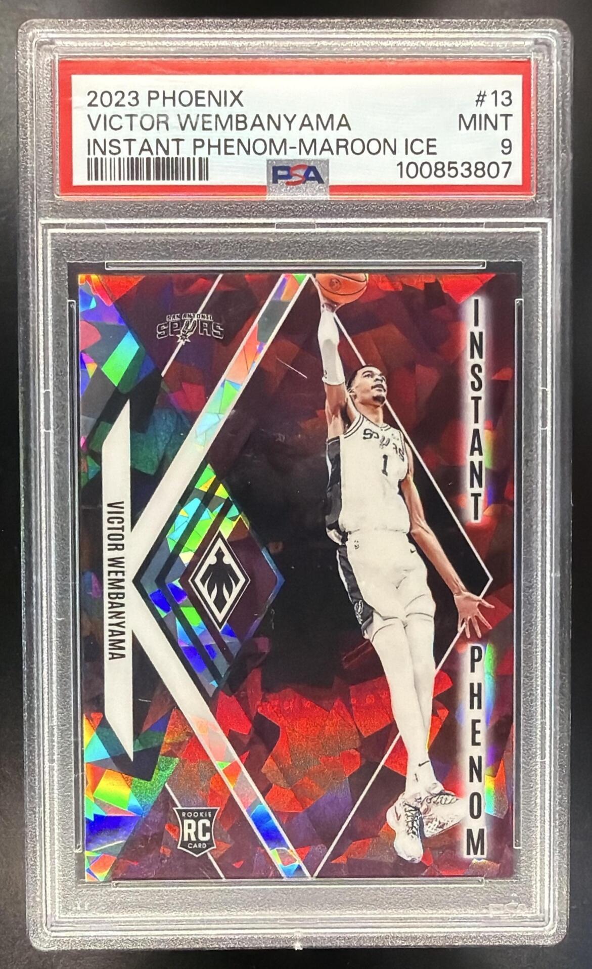 2023-24 Panini Phoenix Victor Wembanyama #13 Rookie Rising Maroon Ice /275 RC PSA 9