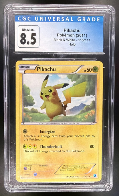 2011 Pokemon Black & White Pikachu 115/114 CGC 8.5