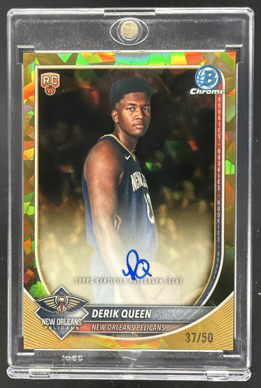 2025-26 Bowman Derik Queen #BCA-DQ Chrome Auto Gold Geometric Refractor 37/50 RC