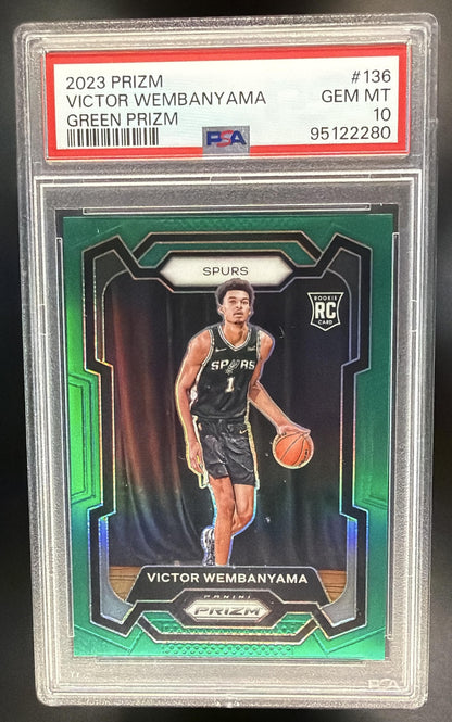 2023-24 Panini Prizm Victor Wembanyama #136 Prizms Green RC PSA 10
