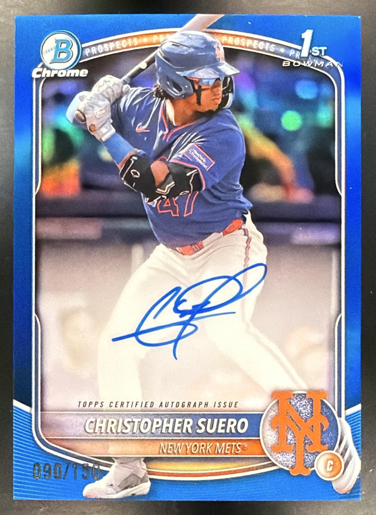 2025 Bowman Chrome Christopher Suero #CPA-CSU Auto Blue Refractor 90/150 1st Prospect