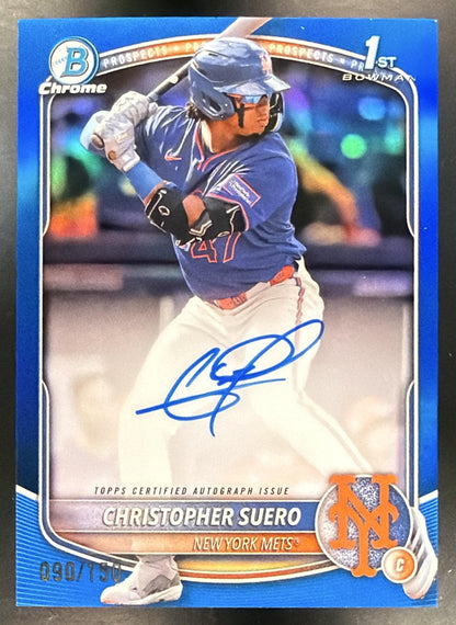 2025 Bowman Chrome Christopher Suero #CPA-CSU Auto Blue Refractor 90/150 1st Prospect