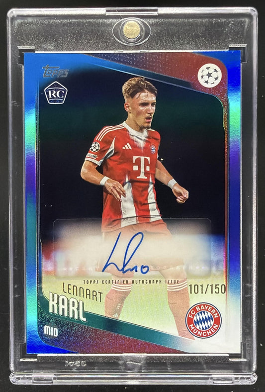 2025-26 Topps UEFA Club Lennart Karl #BA-LK Auto Blue Foil 101/150