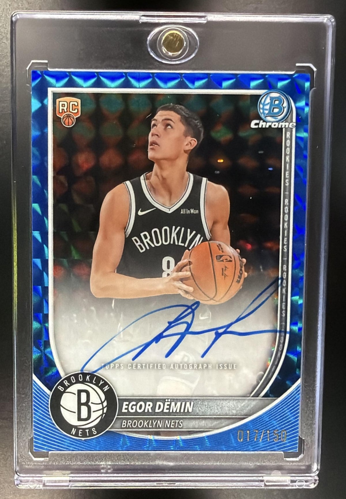 2025-26 Bowman Egor Demin #BCA-ED Chrome Auto Blue Geometric Refractor /150 RC