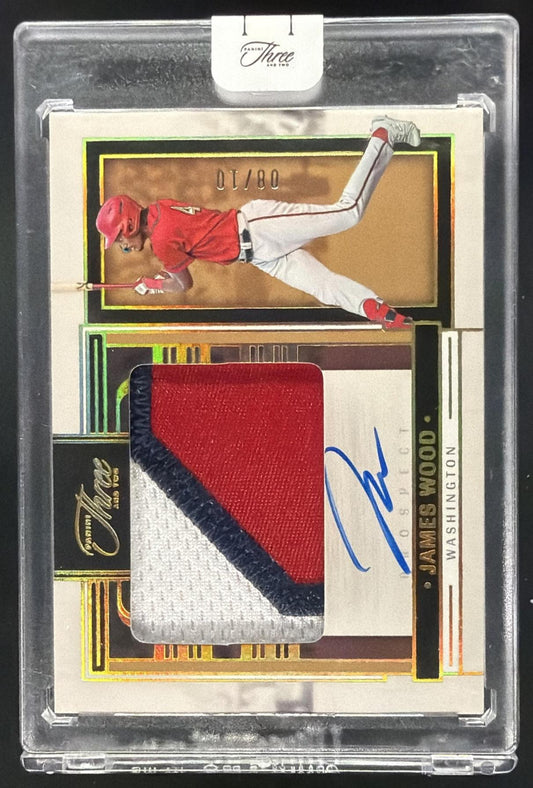 2024 Panini Three and Two James Wood #PJA-JW Prospect Jersey Auto /10