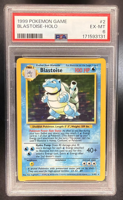 1999 Pokemon Base Set Blastoise Holo 2/102 PSA 6