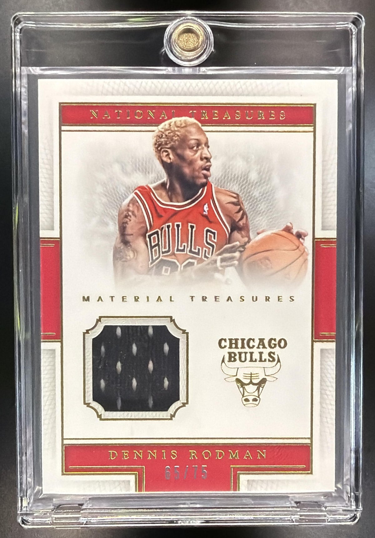2015-16 Panini National Treasures Dennis Rodman #50 Material 65/75 Patch