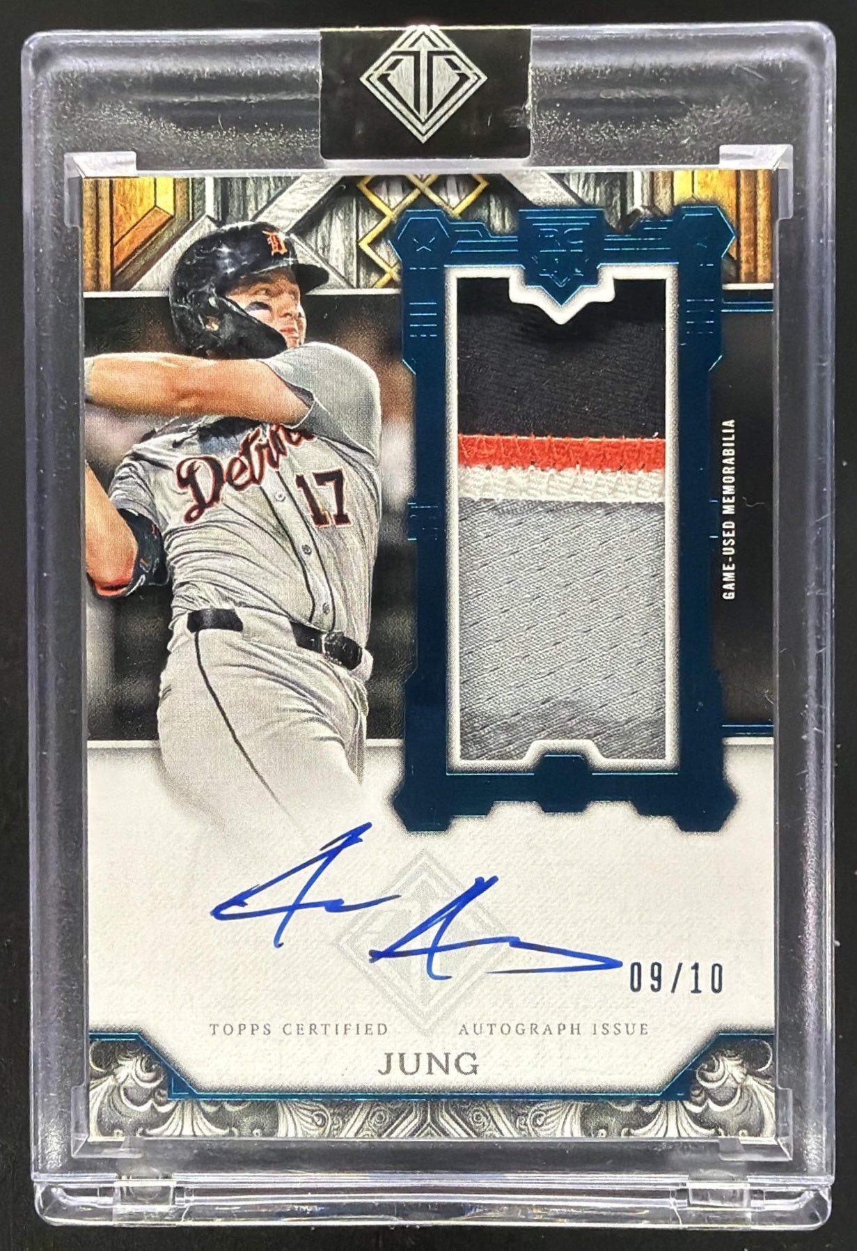 2025 Topps Transcendent Collection Jace Jung #RSPA-JJU Rookie Patch Auto Blue /10