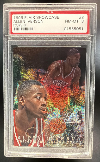 1996-97 Fleer Flair Showcase Allen Iverson #3 Row 0 Showcase RC PSA 8