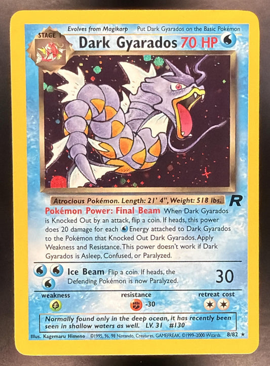 2000 Pokemon Team Rocket Dark Gyarados Unlimited Holo 8/82 LP